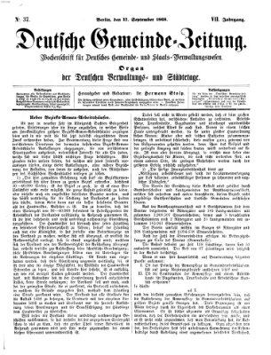 Deutsche Gemeinde-Zeitung Samstag 12. September 1868