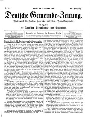 Deutsche Gemeinde-Zeitung Samstag 17. Oktober 1868