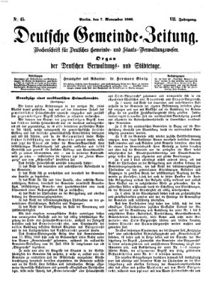 Deutsche Gemeinde-Zeitung Samstag 7. November 1868