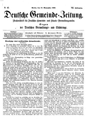 Deutsche Gemeinde-Zeitung Samstag 14. November 1868