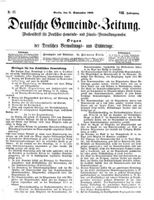 Deutsche Gemeinde-Zeitung Samstag 11. September 1869
