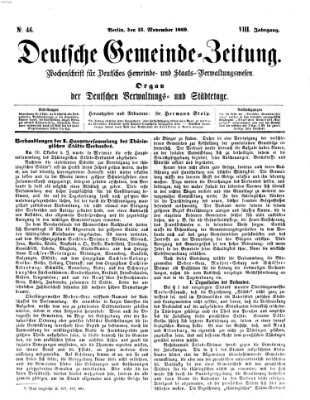 Deutsche Gemeinde-Zeitung Samstag 13. November 1869