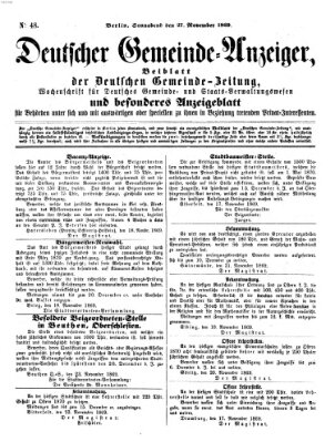 Deutsche Gemeinde-Zeitung Samstag 27. November 1869