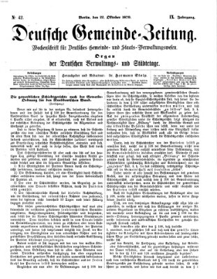 Deutsche Gemeinde-Zeitung Samstag 22. Oktober 1870
