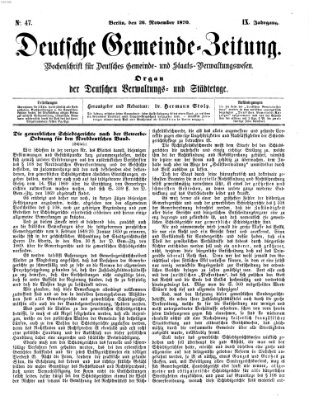 Deutsche Gemeinde-Zeitung Samstag 26. November 1870
