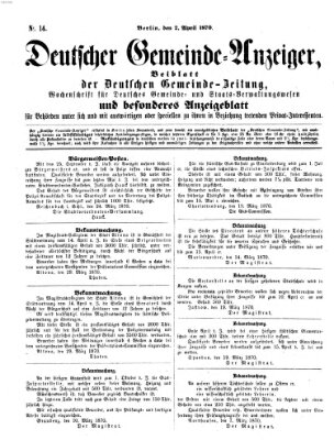 Deutsche Gemeinde-Zeitung Samstag 2. April 1870