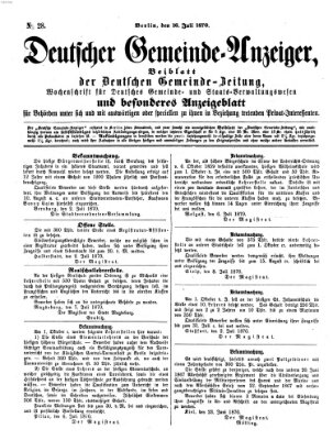 Deutsche Gemeinde-Zeitung Samstag 16. Juli 1870
