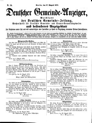 Deutsche Gemeinde-Zeitung Samstag 27. August 1870