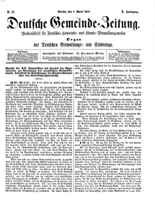 Deutsche Gemeinde-Zeitung Samstag 1. April 1871