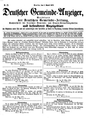 Deutsche Gemeinde-Zeitung Samstag 1. April 1871