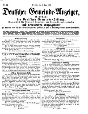 Deutsche Gemeinde-Zeitung Samstag 3. Juni 1871