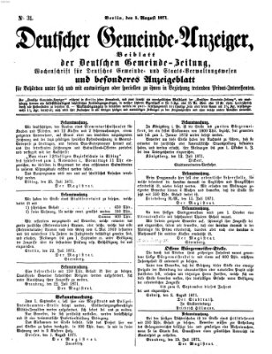 Deutsche Gemeinde-Zeitung Samstag 5. August 1871