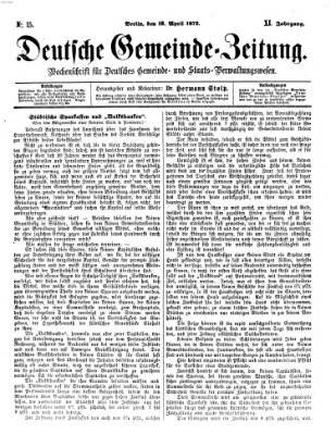 Deutsche Gemeinde-Zeitung Samstag 13. April 1872