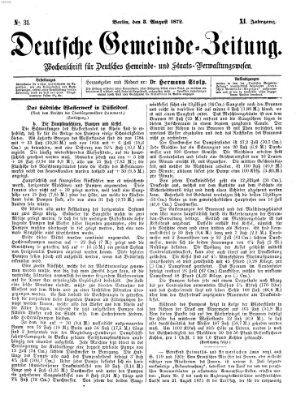 Deutsche Gemeinde-Zeitung Samstag 3. August 1872