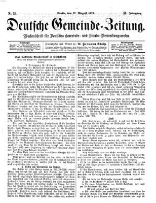 Deutsche Gemeinde-Zeitung Samstag 17. August 1872
