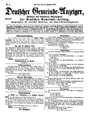 Deutsche Gemeinde-Zeitung Samstag 27. Januar 1872
