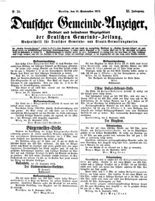 Deutsche Gemeinde-Zeitung Samstag 21. September 1872