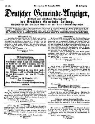 Deutsche Gemeinde-Zeitung Donnerstag 28. November 1872