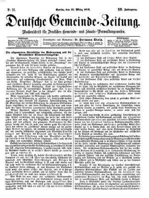 Deutsche Gemeinde-Zeitung Samstag 22. März 1873