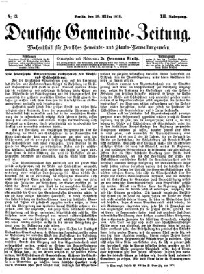 Deutsche Gemeinde-Zeitung Samstag 29. März 1873