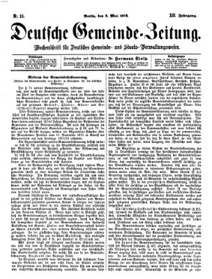 Deutsche Gemeinde-Zeitung Samstag 3. Mai 1873