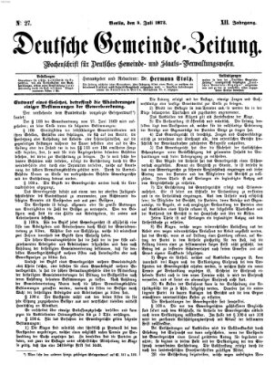 Deutsche Gemeinde-Zeitung Samstag 5. Juli 1873