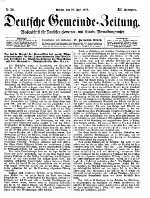Deutsche Gemeinde-Zeitung Samstag 26. Juli 1873