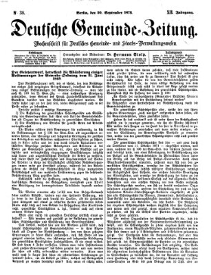 Deutsche Gemeinde-Zeitung Samstag 20. September 1873