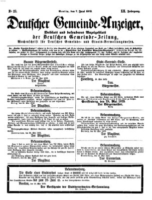 Deutsche Gemeinde-Zeitung Samstag 7. Juni 1873