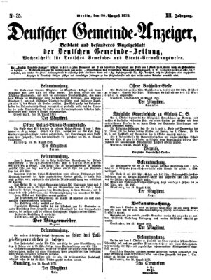 Deutsche Gemeinde-Zeitung Samstag 30. August 1873