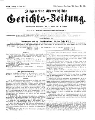 Allgemeine österreichische Gerichts-Zeitung Dienstag 16. Mai 1871