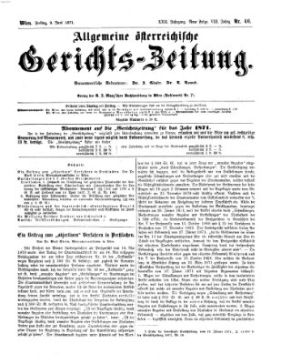 Allgemeine österreichische Gerichts-Zeitung Freitag 9. Juni 1871