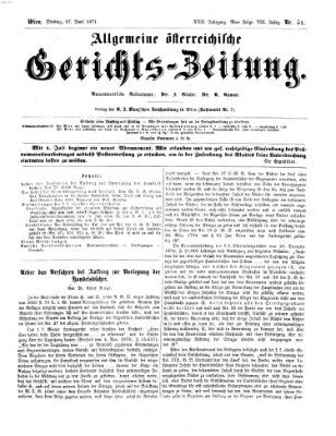 Allgemeine österreichische Gerichts-Zeitung Dienstag 27. Juni 1871