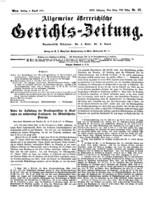 Allgemeine österreichische Gerichts-Zeitung Freitag 4. August 1871