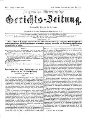 Allgemeine österreichische Gerichts-Zeitung Dienstag 19. März 1872