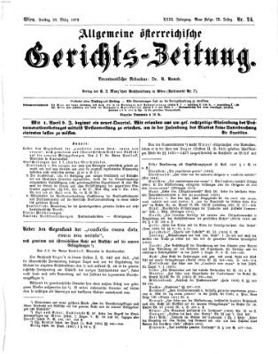 Allgemeine österreichische Gerichts-Zeitung Freitag 22. März 1872