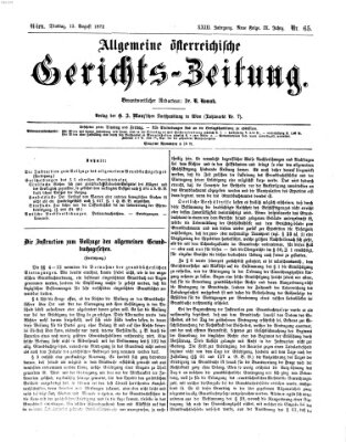 Allgemeine österreichische Gerichts-Zeitung Dienstag 13. August 1872