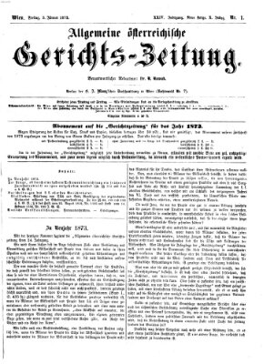 Allgemeine österreichische Gerichts-Zeitung Freitag 3. Januar 1873