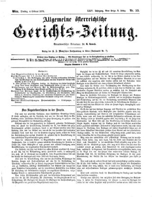 Allgemeine österreichische Gerichts-Zeitung Dienstag 4. Februar 1873