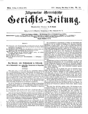 Allgemeine österreichische Gerichts-Zeitung Dienstag 18. Februar 1873
