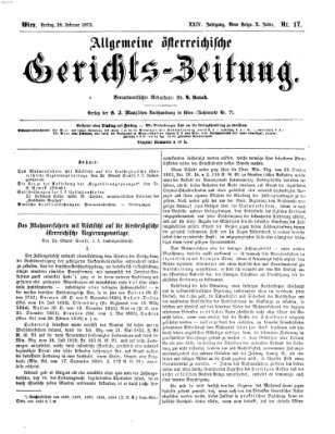 Allgemeine österreichische Gerichts-Zeitung Freitag 28. Februar 1873