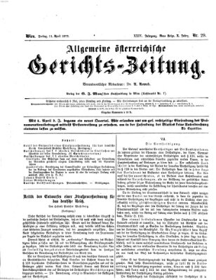 Allgemeine österreichische Gerichts-Zeitung Freitag 11. April 1873