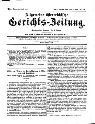Allgemeine österreichische Gerichts-Zeitung Dienstag 26. August 1873