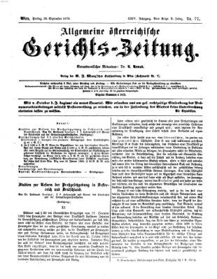 Allgemeine österreichische Gerichts-Zeitung Freitag 26. September 1873