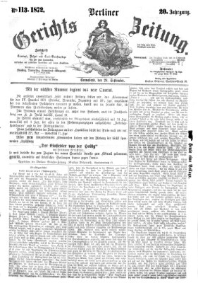 Berliner Gerichts-Zeitung Samstag 28. September 1872