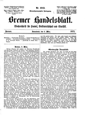 Bremer Handelsblatt Samstag 4. März 1871
