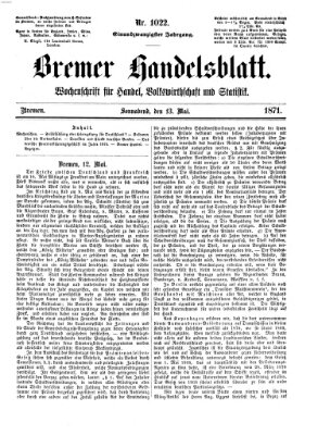 Bremer Handelsblatt Samstag 13. Mai 1871