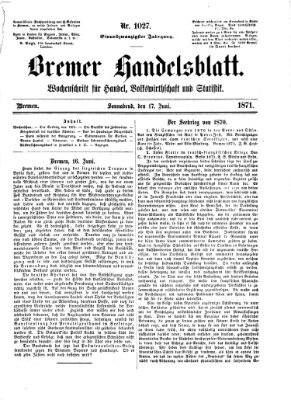 Bremer Handelsblatt Samstag 17. Juni 1871