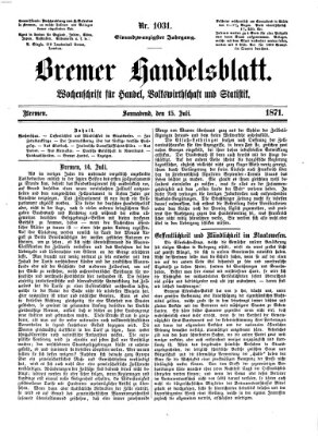 Bremer Handelsblatt Samstag 15. Juli 1871