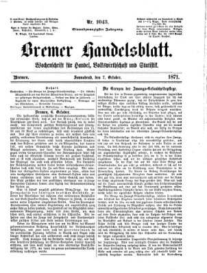 Bremer Handelsblatt Samstag 7. Oktober 1871